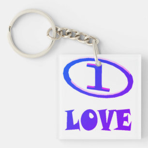 One Love art pattern blue hint of purple           Key Ring