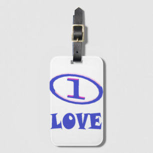 One Love art pattern blue hint of purple Luggage Tag