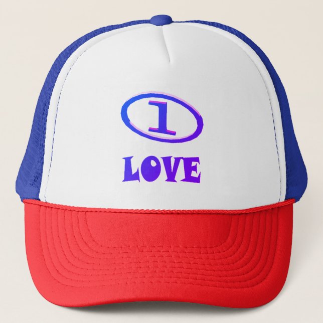 One Love art pattern blue hint of purple           Trucker Hat (Front)