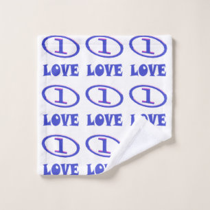 One Love art pattern blue hint of purple Wash Cloth
