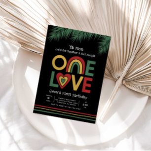 One Love First Reggae Birthday Invitation