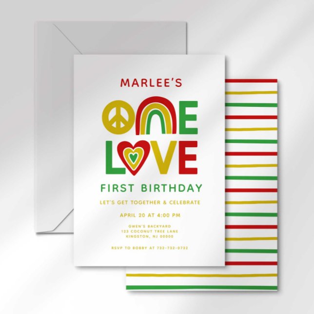 One Love First Reggae Birthday Invitation (Creator Uploaded)