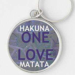 One Love Hakuna Matata Swahili Blue Grey Abstract  Key Ring