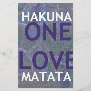 One Love Hakuna Matata Swahili Blue Grey Abstract  Stationery