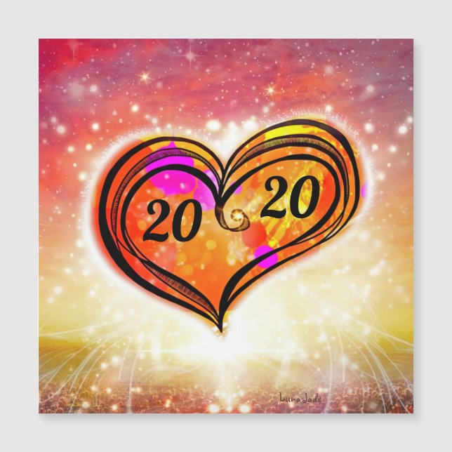 One Love Heart Customizable New Year Magnetic Card (Front)