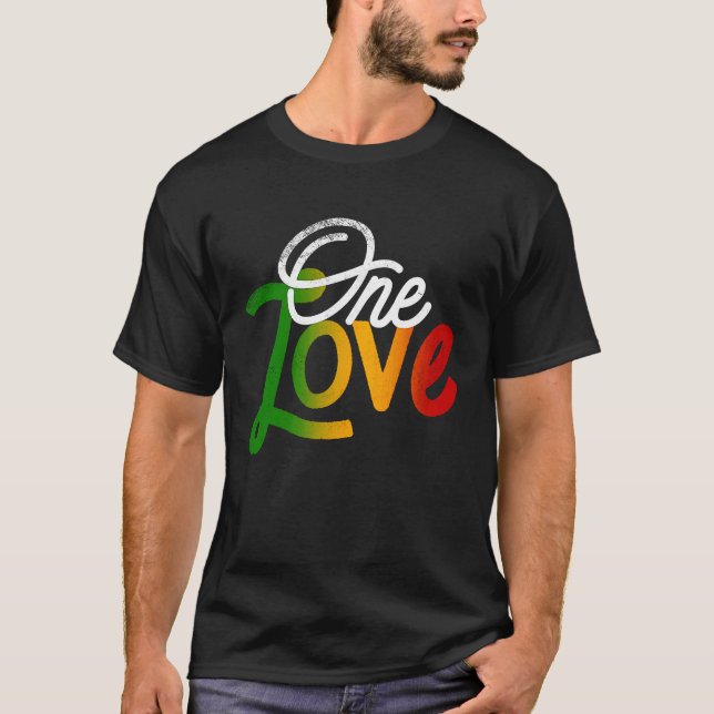 One Love Heart Rasta Reggae Roots Clothing T  Peac T-Shirt (Front)
