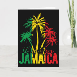 One Love Jamaica Jamaican Vacation Reggae Palms Card