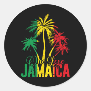 One Love Jamaica Jamaican Vacation Reggae Palms  Classic Round Sticker