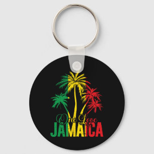 One Love Jamaica Jamaican Vacation Reggae Palms Key Ring