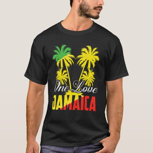 One Love Jamaica Rasta Reggae Music Caribbean T-Shirt (Front)
