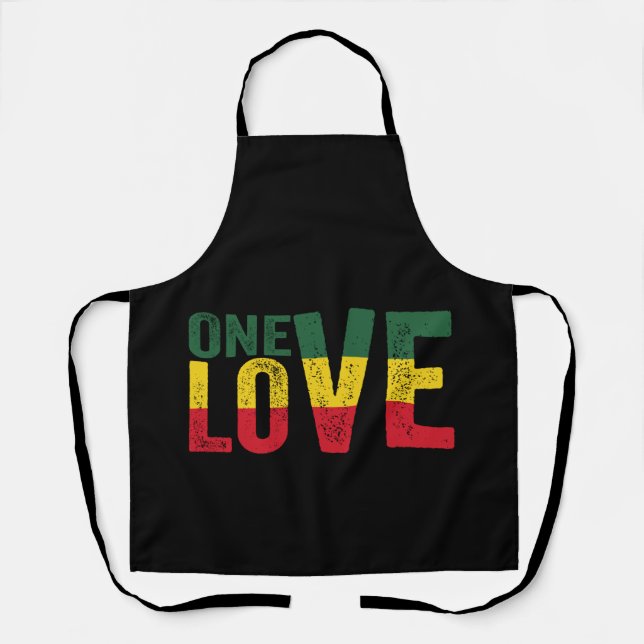 One Love Jamaican Rasta Reggae Apron (Front)