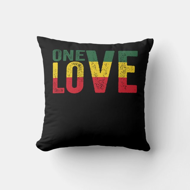 One Love Jamaican Rasta Reggae Cushion (Front)