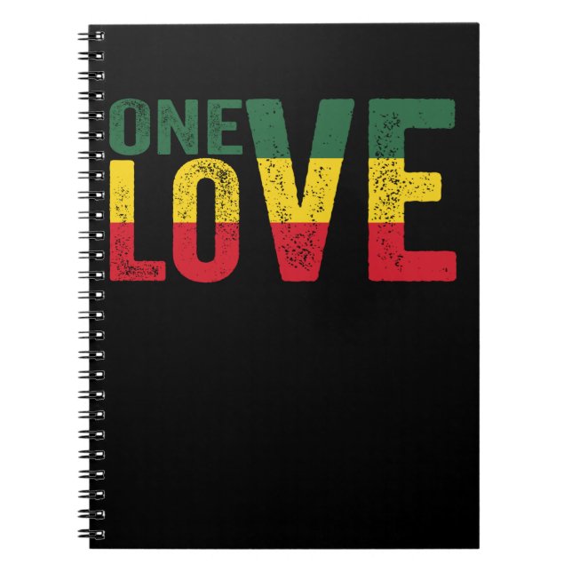 One Love Jamaican Rasta Reggae Notebook (Front)