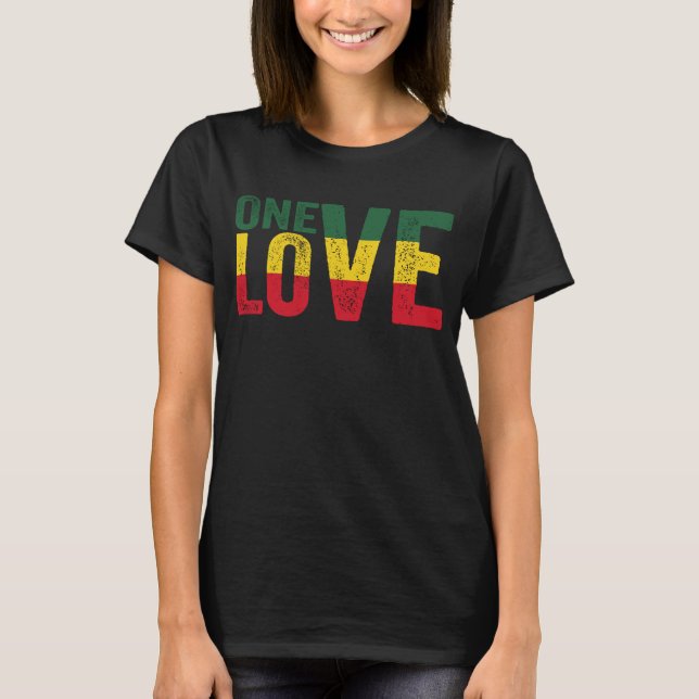 One Love Jamaican Rasta Reggae T-Shirt (Front)