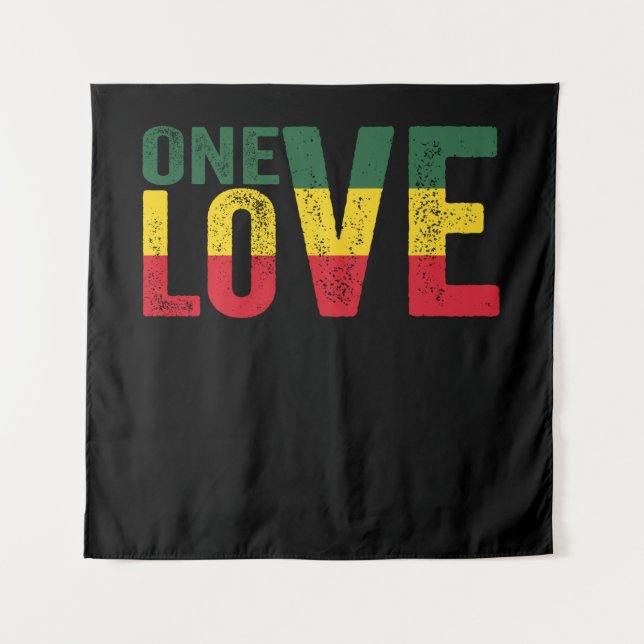 One Love Jamaican Rasta Reggae Tapestry (Front)