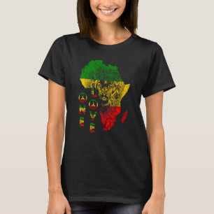 One Love Lion Rasta Reggae Africa Map Lion Of Juda T-Shirt