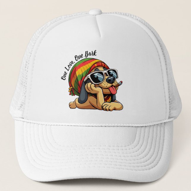 One Love One Bark Funny Dog Trucker Hat (Front)
