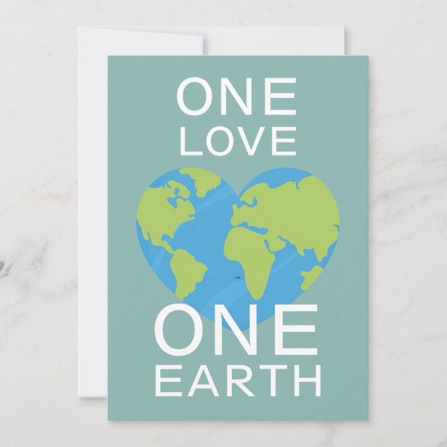 One Love One Earth, Earth Day, Save Our Planet Holiday Card (Front)