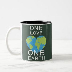 One Love One Earth, Earth Day, Save Our Planet Two-Tone Coffee Mug