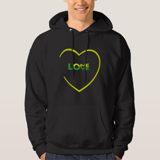 One Love One Heart Jamaican flag colours front-bac Hoodie (Front)