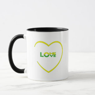 One Love One Heart Jamaican flag colours front-bac Mug