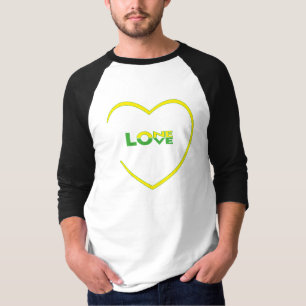 One Love One Heart Jamaican flag colours front-bac T-Shirt