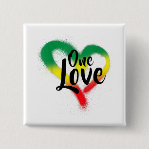 One Love One Heart Reggae Vibes 15 Cm Square Badge