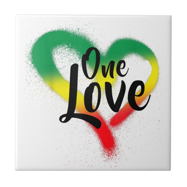 One Love One Heart Reggae Vibes Ceramic Tile (Front)