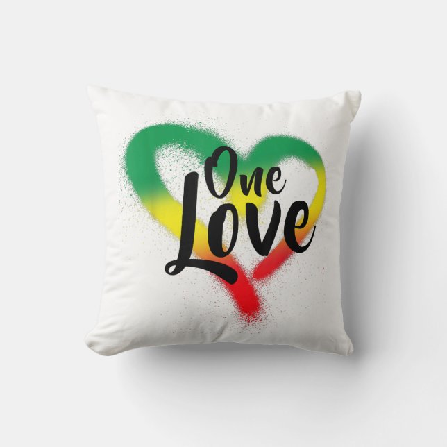 One Love One Heart Reggae Vibes Cushion (Front)