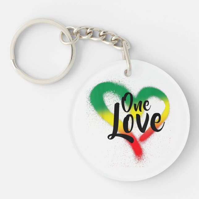 One Love One Heart Reggae Vibes Key Ring (Front)