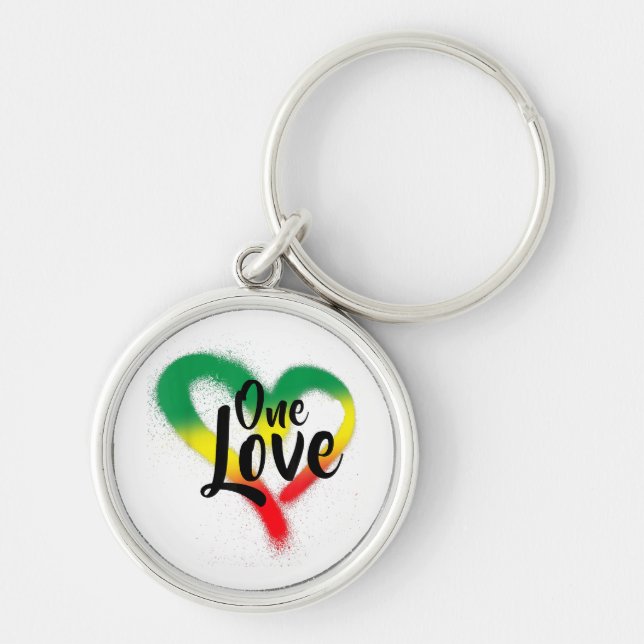 One Love One Heart Reggae Vibes Key Ring (Front)