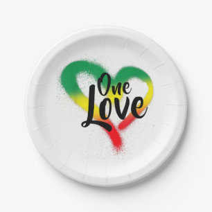 One Love One Heart Reggae Vibes Paper Plate