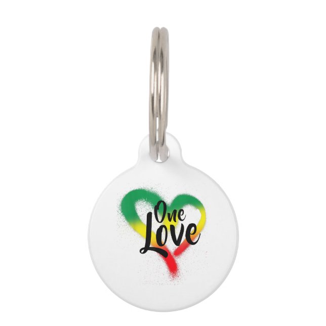 One Love One Heart Reggae Vibes Pet Tag (Front)