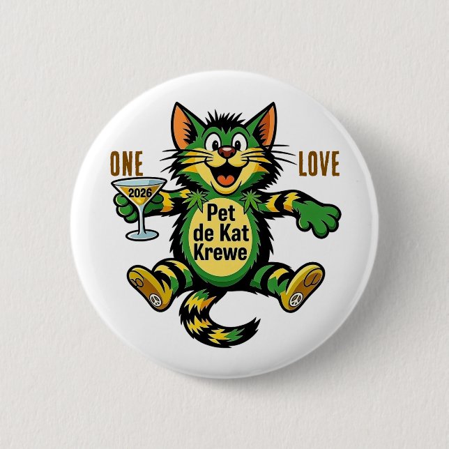 ONE LOVE  ONE KAT 6 CM ROUND BADGE (Front)