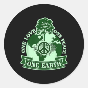 One Love One Peace One Earth World Earth Day Classic Round Sticker