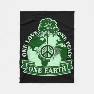 One Love One Peace One Earth World Earth Day  Fleece Blanket