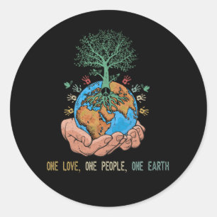 One Love One People One Earth Day World Peace Classic Round Sticker