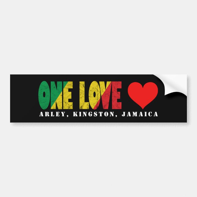 ONE LOVE Peace and Love Quote Bumper Sticker (Front)