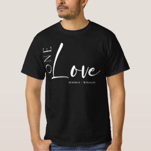 One Love Personalized couples white script T-Shirt