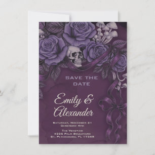 One Love, Plum Gothic Wedding Design Save The Date
