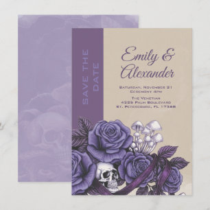 One Love, Plum Gothic Wedding Design Save The Date