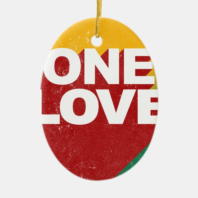 One Love Poster Ceramic Tree Decoration (Front)