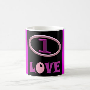 One love purple pink and black design coffee mug