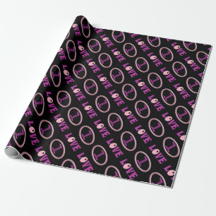 One love purple pink and black design wrapping paper