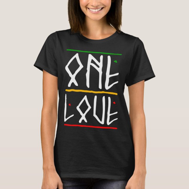 One Love Rasta Colors Reggae T-Shirt (Front)