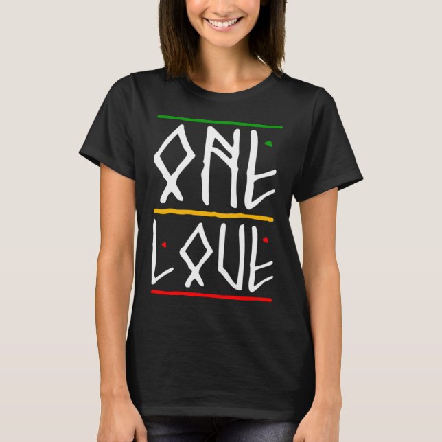 One Love Rasta Colours Reggae T-Shirt (Front)