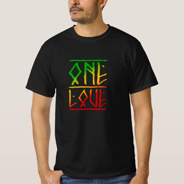 One Love Rasta Colours Reggae T-Shirt (Front)