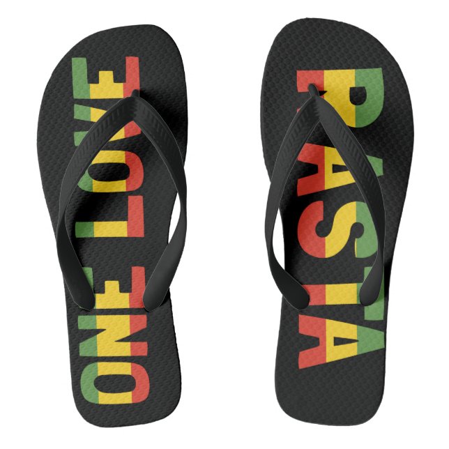 One Love Rasta Jamaican Flip Flops (Footbed)