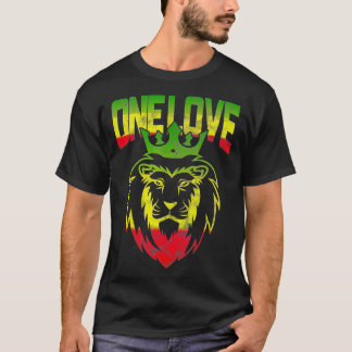 One Love Rasta Lion Jamaican Pride Reggae African T-Shirt