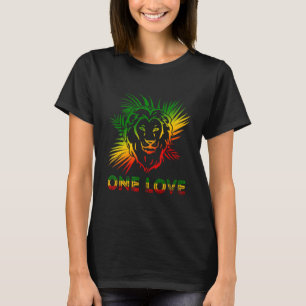 One Love Rasta Reggae Lion Of Judah Jamaica Roots  T-Shirt